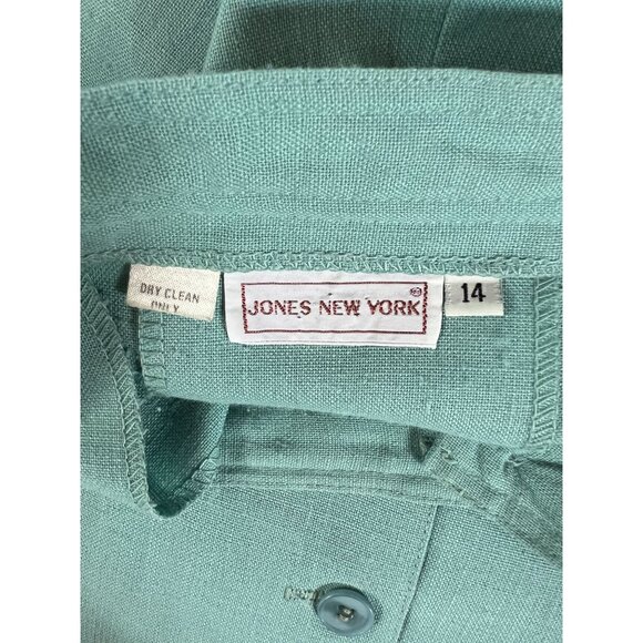 Jones New York Women's Size 14 Aqua Button-Front Pleated Midi Skirt - Picture 2 of 16